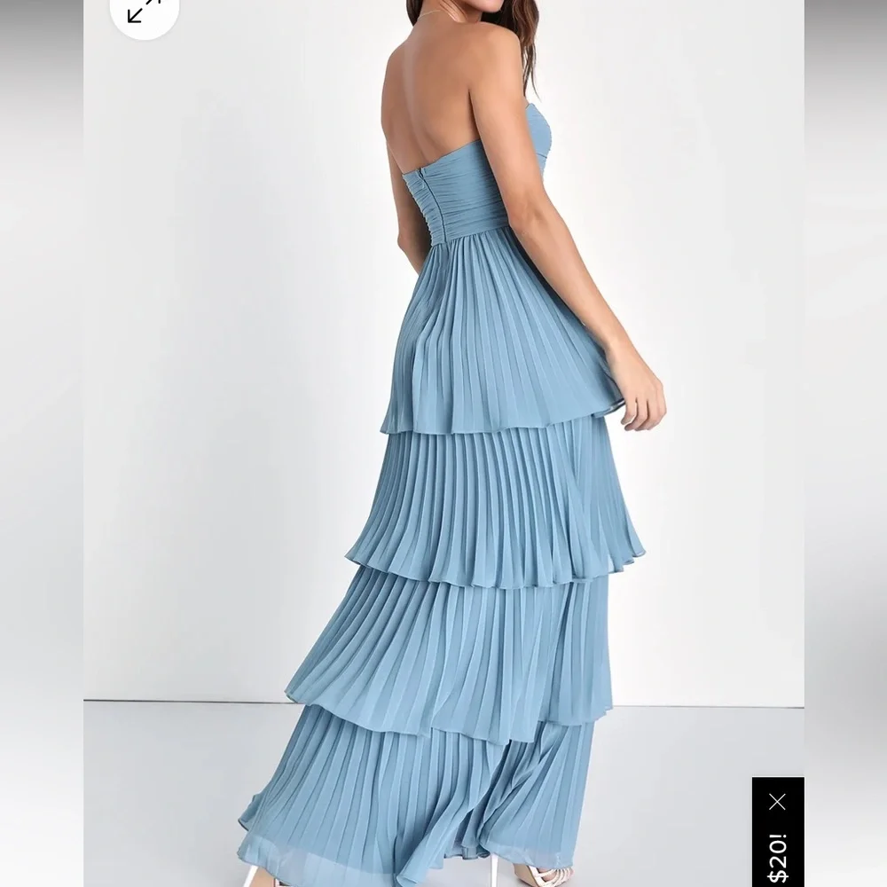 Lulus Seriously Sensational Light Blue Strapless Tiered Maxi Dress - Picture 3 of 5